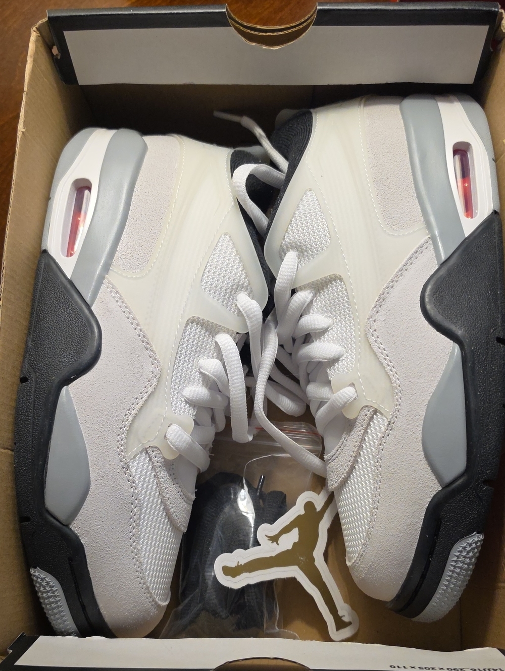 Jordan Youth White, Gray & Black Retro Basketball Sneakers Air Jordan 4RM